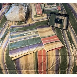 8 Piece Ralph Lauren DESERT SPRING Green‎ Queen Comforter Set Flat Fitted Shams